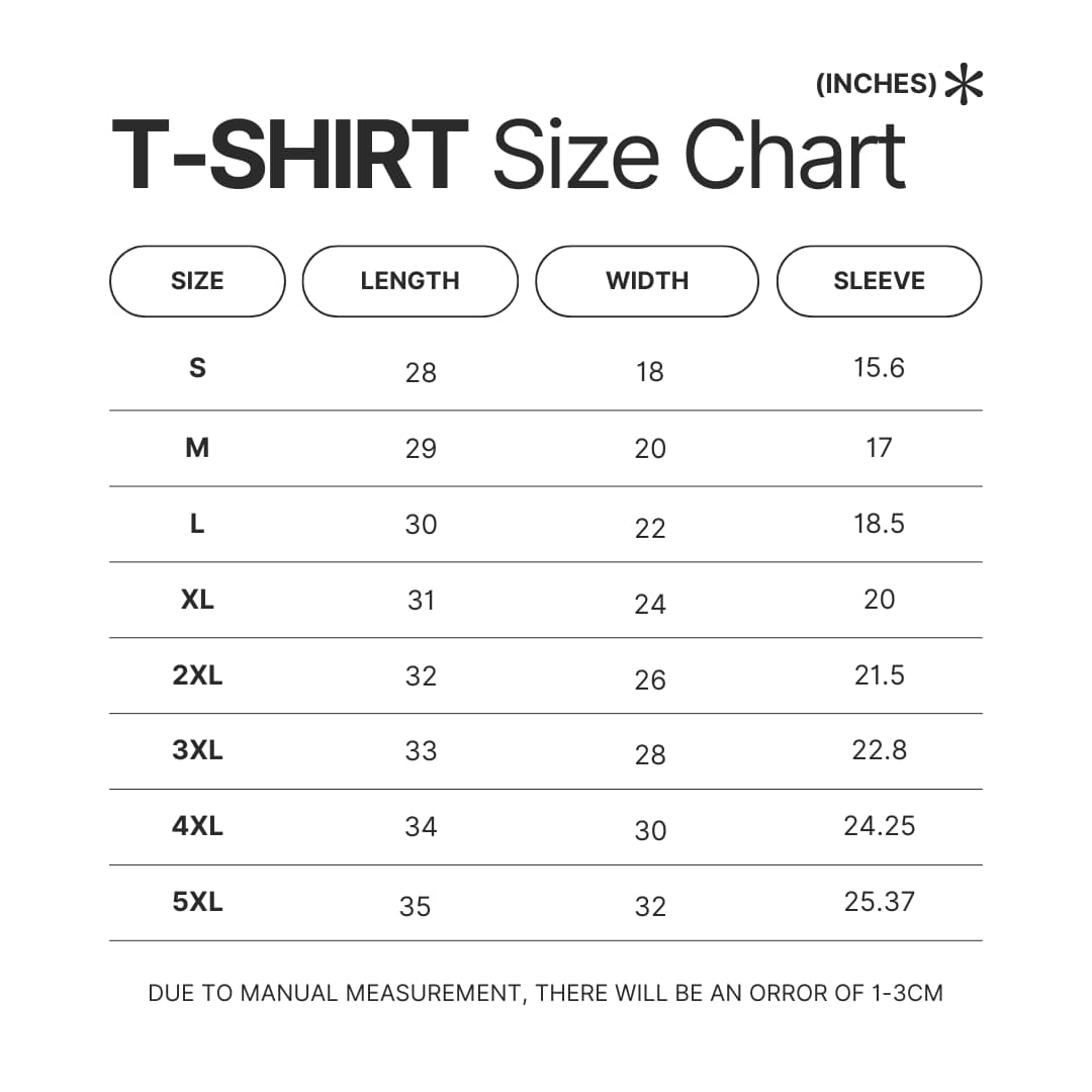 T shirt Size Chart - Formula One UK Store