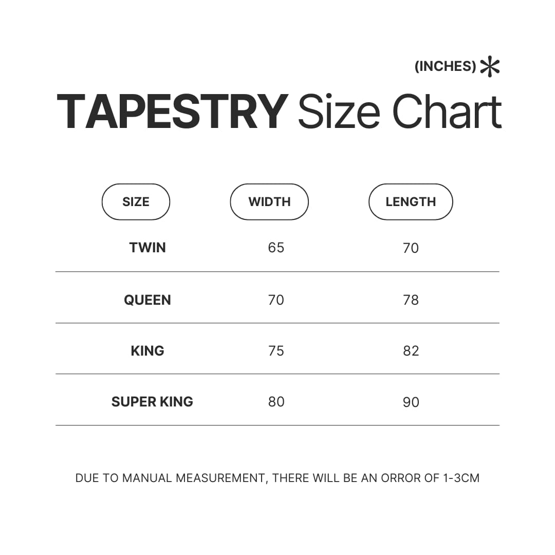 Tapestry Size Chart - Formula One UK Store