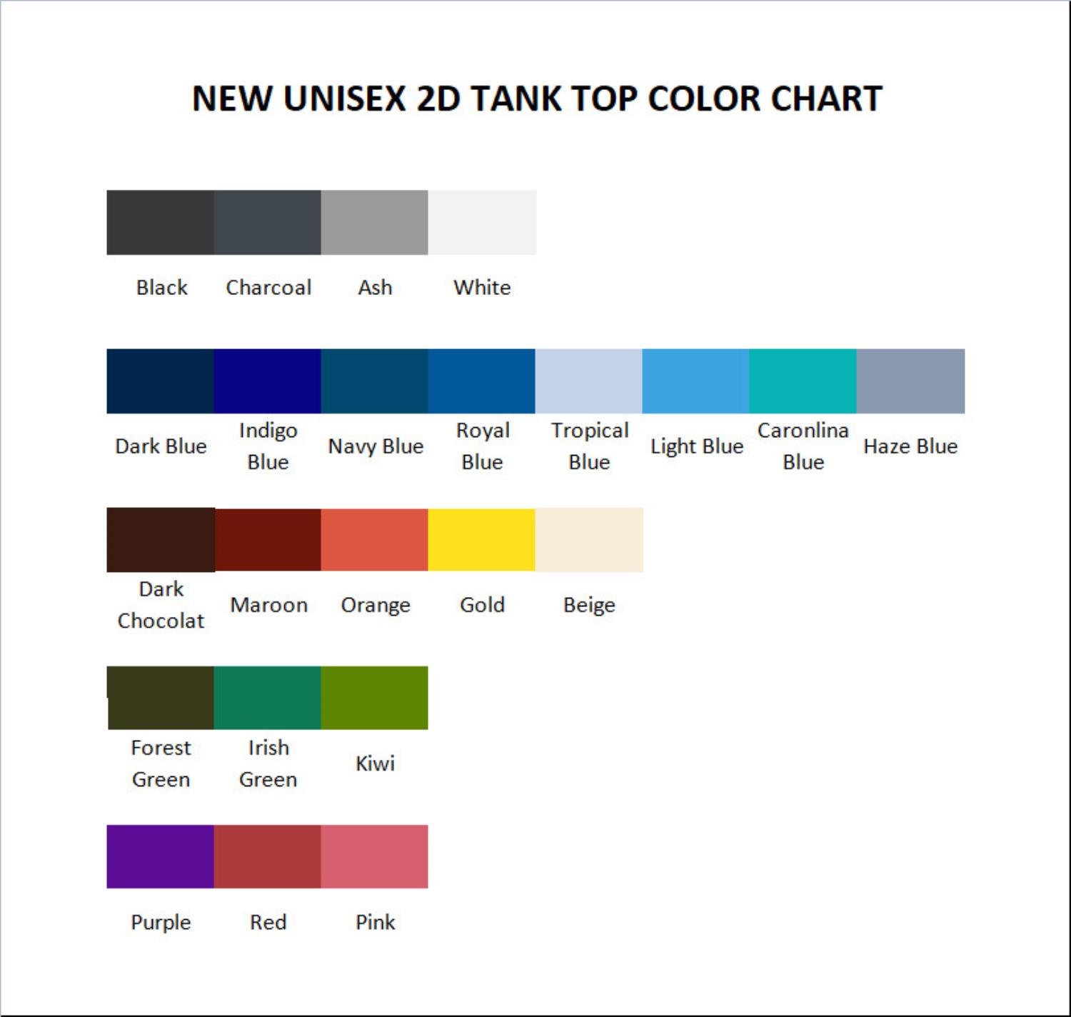 tank top color chart - Formula One UK Store
