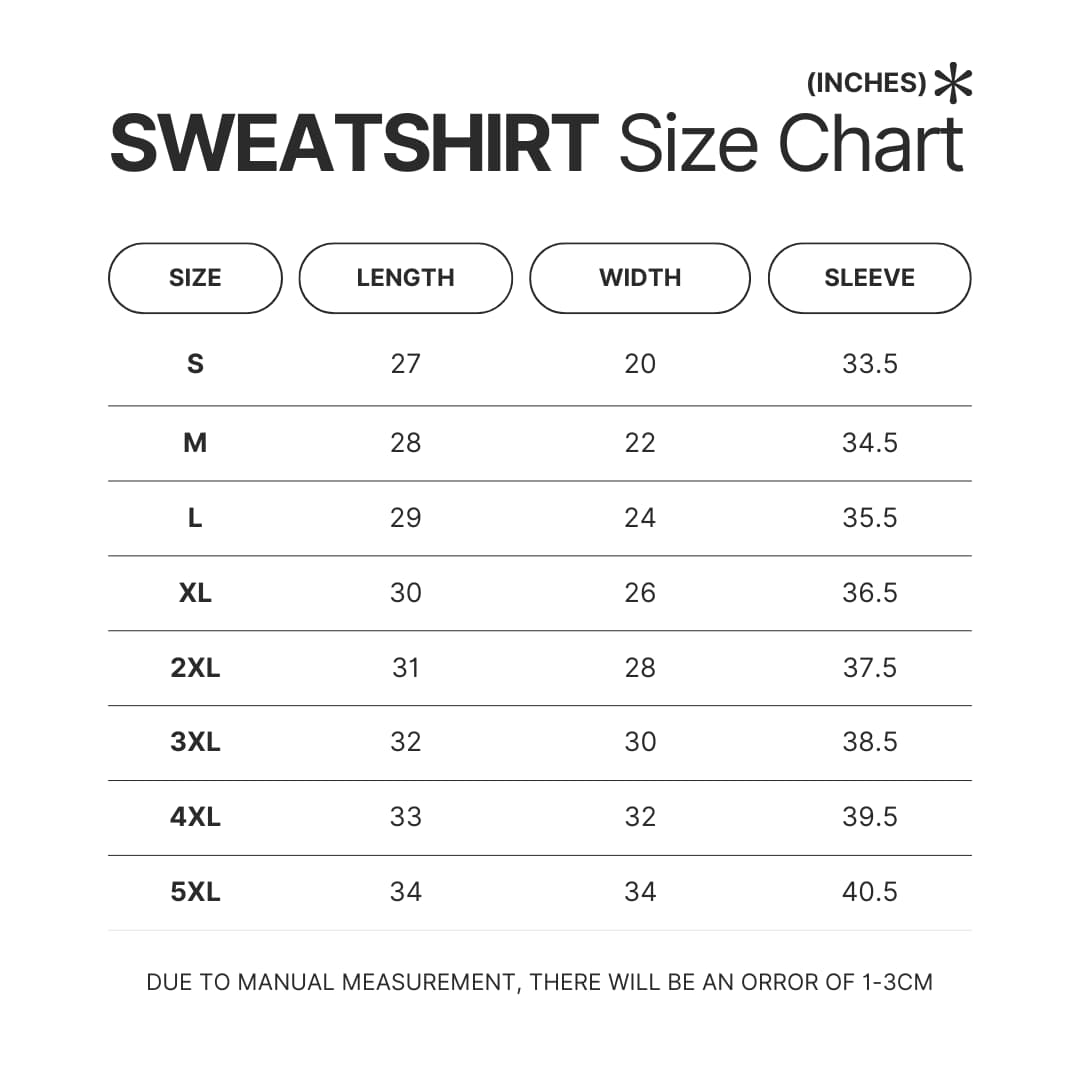 Sweatshirt Size Chart - Formula One UK Store